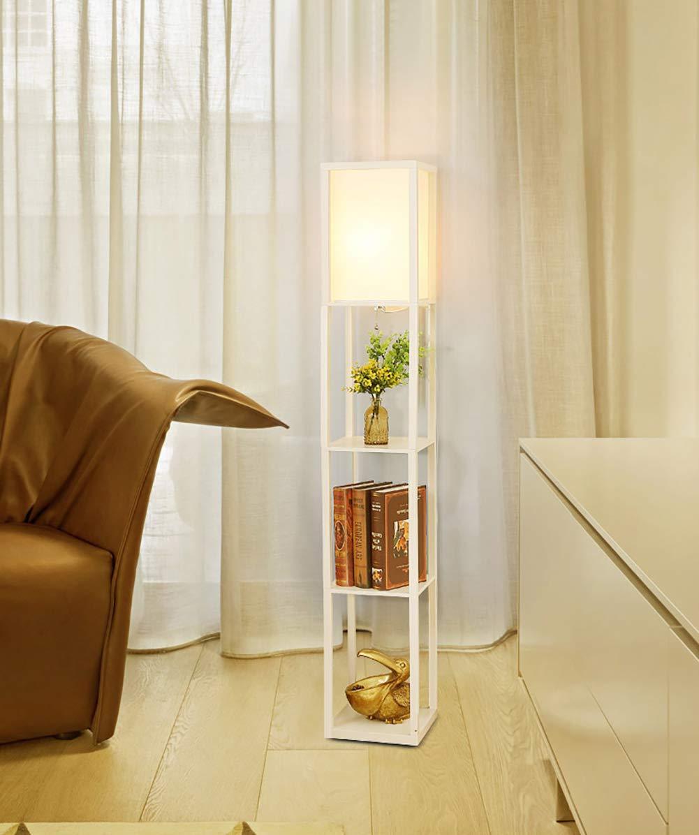 Annis - Modern Floor Lamp Wooden Frame Tall Light with Organize