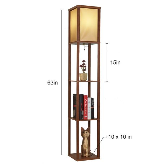 Annis - Modern Floor Lamp Wooden Frame Tall Light with Organize